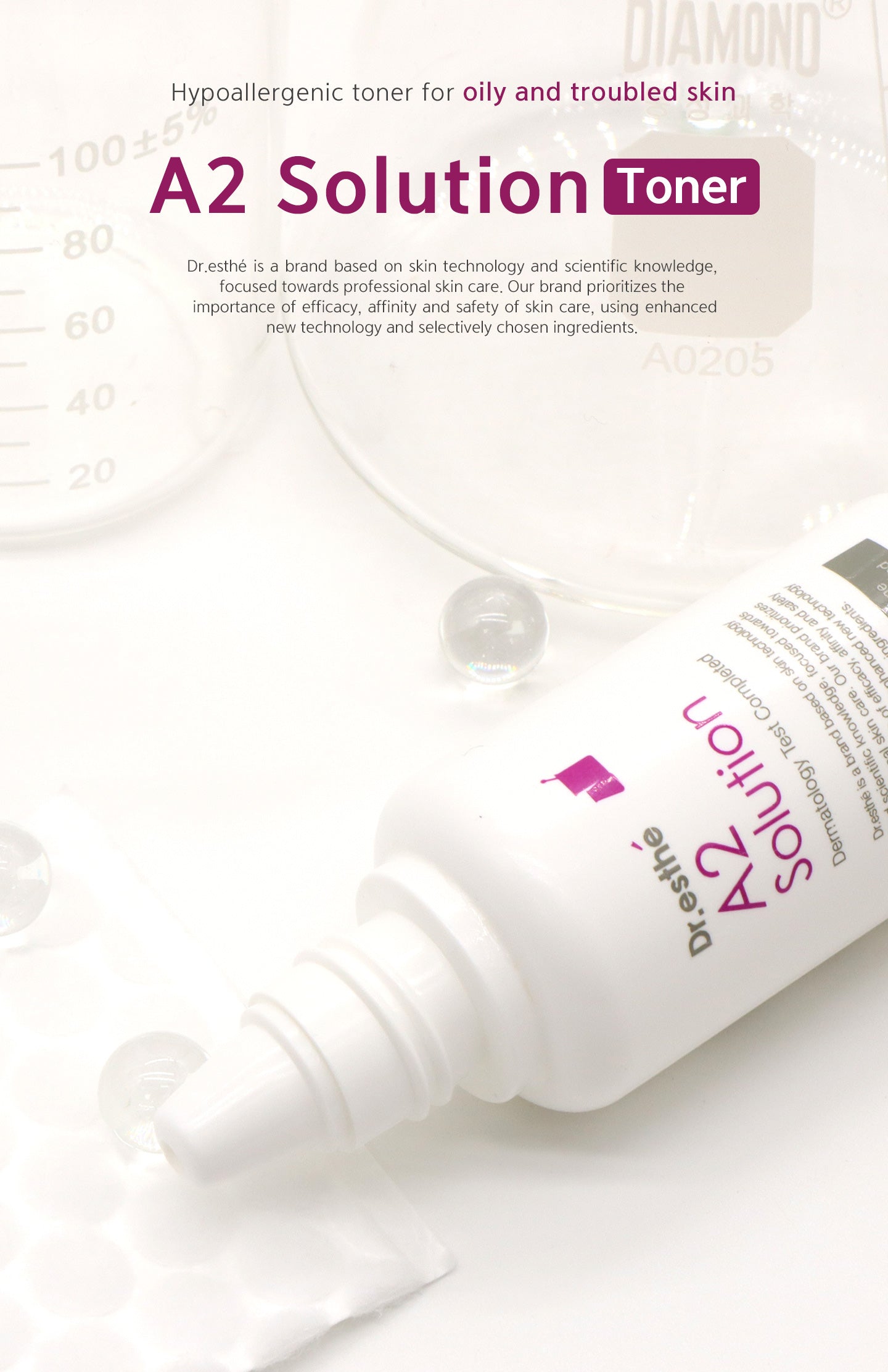 Hypoallergenic toner for oily and troubled skin A2 solution toner 30ml.