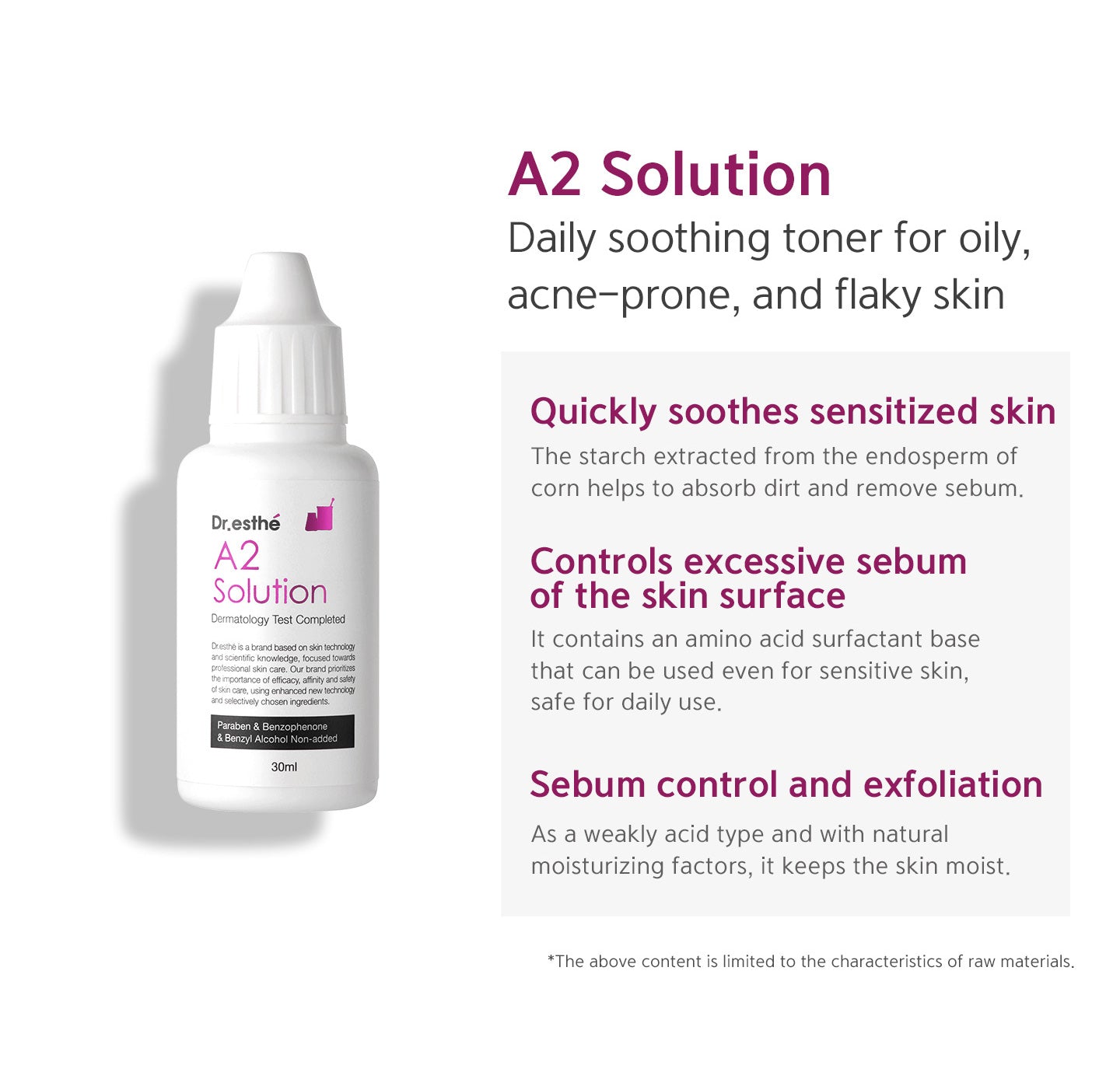 Daily soothing toner for oily acne-prone, and flaky skin. Quickly soothes sensitized skin, controls excessive sebum of the skin surface and sebum control and exfoliation.