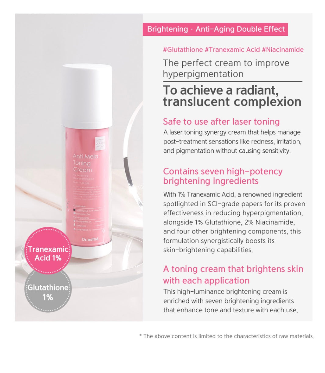 anti mela , brighting, niacinamide , glutathione, tranexamic