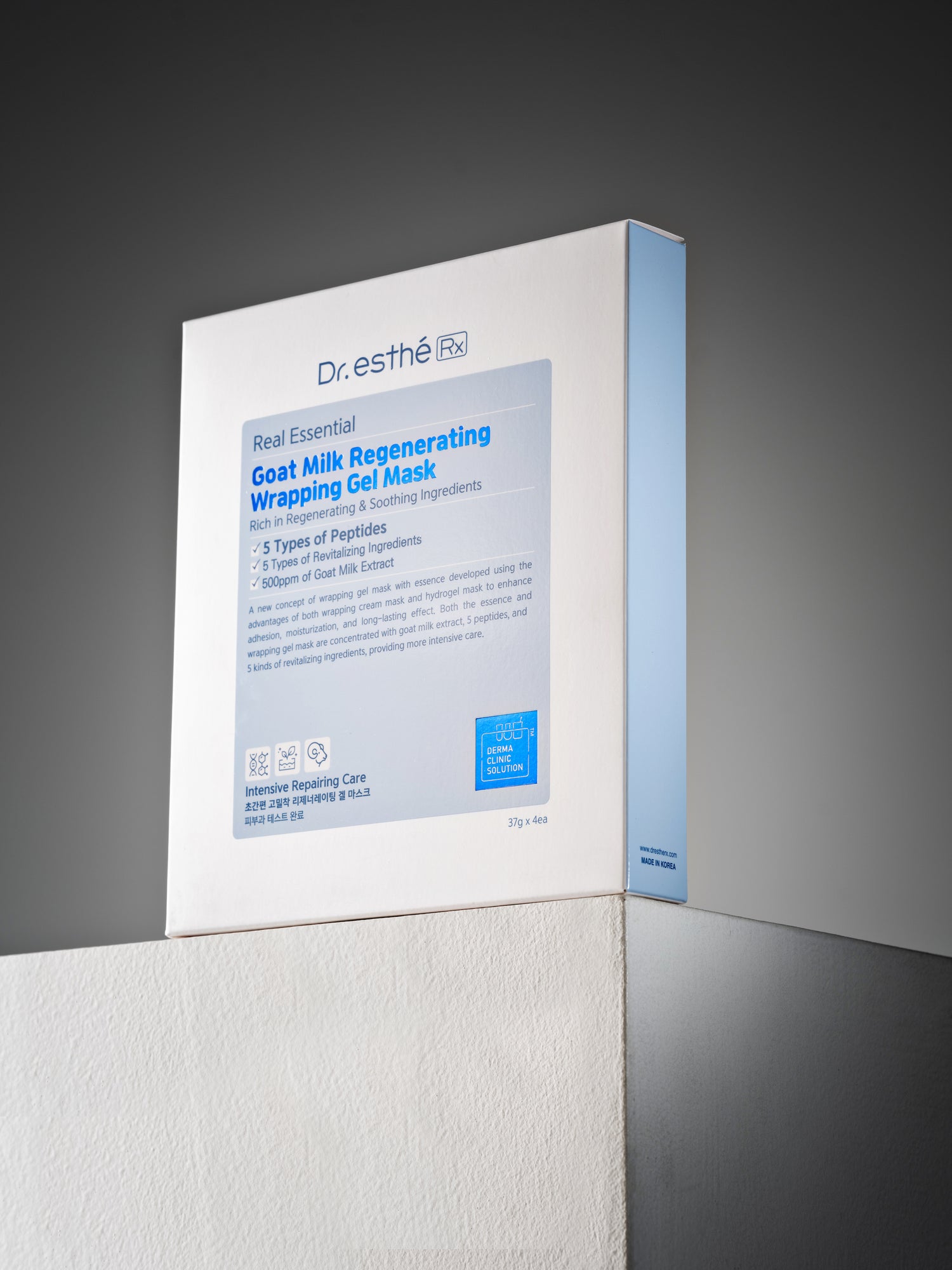 Main ingredients: goat milk extract, 5 types of peptides, 5 regenerating ingredients: aloe vera leaf, madecassoside, centella asiatica leaf extract, centella asiatica extract, asiaticoside.