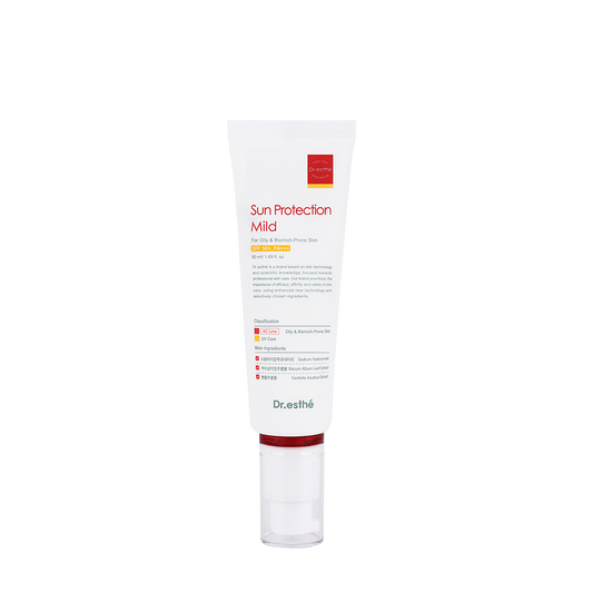 A tube of Sun Protection Mild SPF 50+ PA+++ with oil control