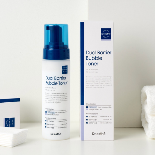 Dr. esthe Dual Barrier Bubble Toner with packaging on a white background