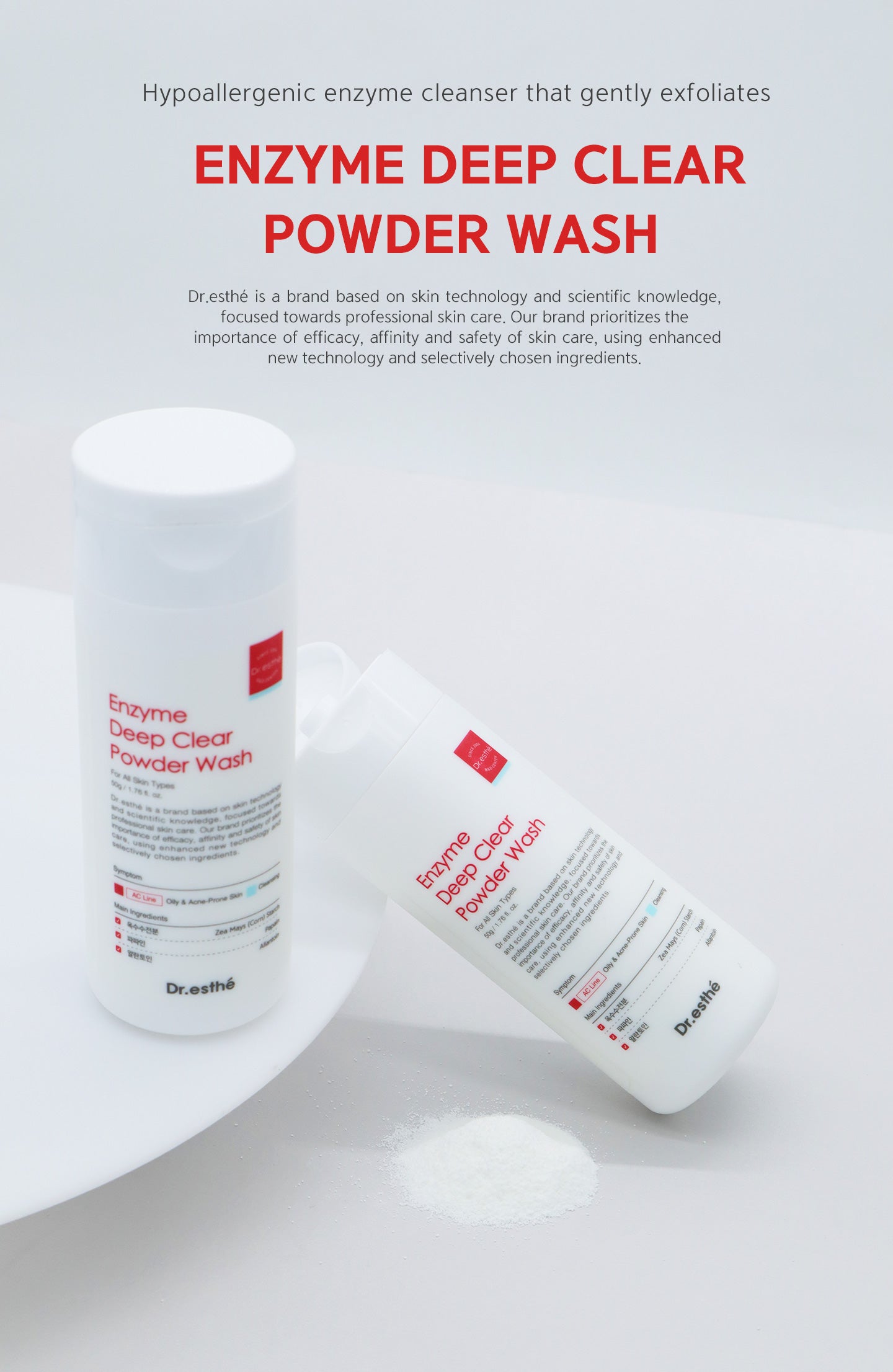 Enzyme deep clear powder wash. Hypoallergenic enzyme cleanser that gently exfoliates.