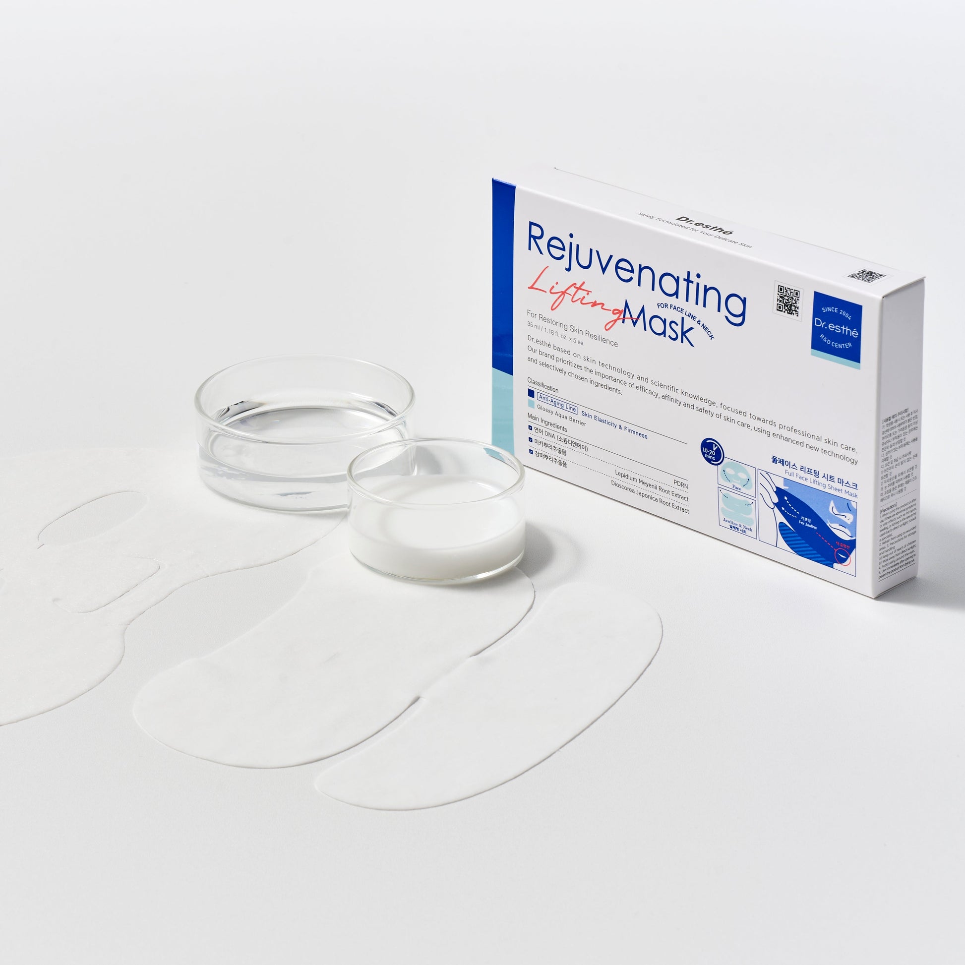 Rejuvenating Light Mask packaging with mask sheets on a white background